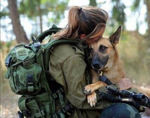 An IDF warrior and her dog.