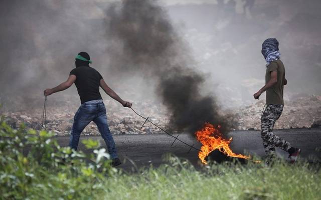 Palestinian rioters on the Gaza border