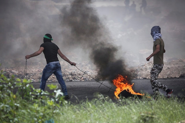 Palestinian rioters on the Gaza border