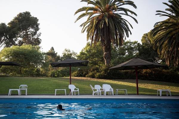 The pool at Kibbutz Nir-Am, near the border with Gaza. (Hadas Parush/Flash90)