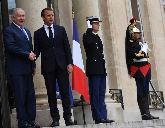 PM Netanyahu with French President Emannuel Macron