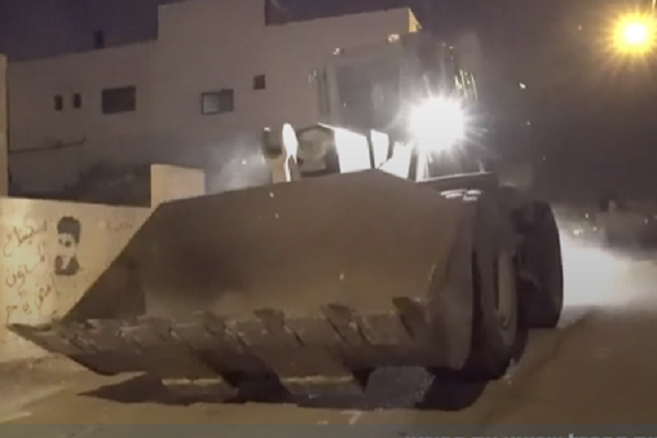 IDF soldiers raze the home of a Palestinian terrorist in the village of Kobar. (Screenshot)