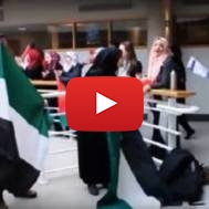 BDS and pro-Israel activists clash. (Screenshot)