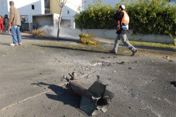 Remains of a Kassam rocket fired from the Gaza Strip during a previous round of Hamas attacks. (Gili Yaari/Flash 90)
