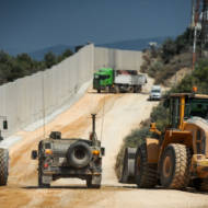 New concrete security barrier between Israel and Lebanon. (Basel Awidat/Flash90)