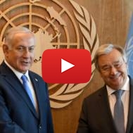 PM Benjamin Netanyahu and the UN's Antonio Guterres. (Avi Ohayon/GPO)