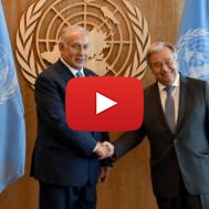 PM Benjamin Netanyahu and the UN's Antonio Guterres. (Avi Ohayon/GPO)