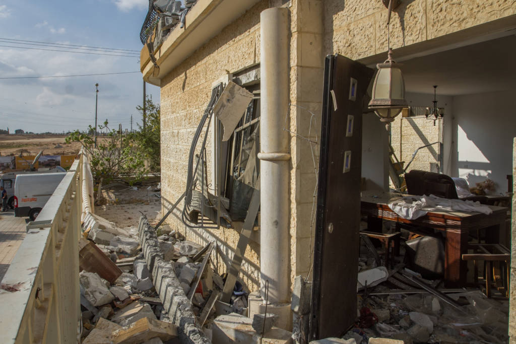 Israeli home hit by a rocket fired from the Gaza Strip. (Flash90)