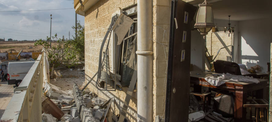 Israeli home hit by a rocket fired from the Gaza Strip. (Flash90)