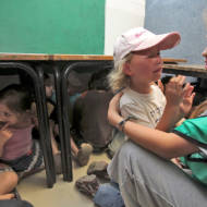 Children flee rockets