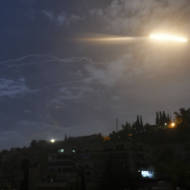 Israeli missiles striking an Iranian target in Syria. (SANA via AP)
