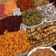 Dry fruits in Jerusalem before the Tu B'Shvat holiday. (Kobi Gideon/FLASH90)