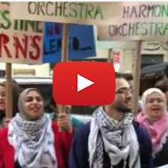 BDS operatives protest the Israel Philharmonic Orchestra in New York. (Twitter)