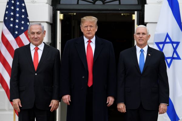 Netanyahu, Trump, and Pence. (AP Photo/Susan Walsh)
