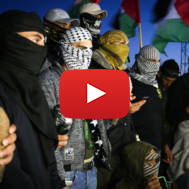 Palestinian rioters in the Gaza Strip. (Abed Rahim Khatib/Flash90)