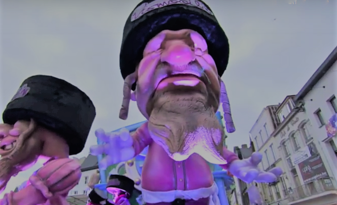 Anti-Semitic float in Aalst, Belgium (screenshot)