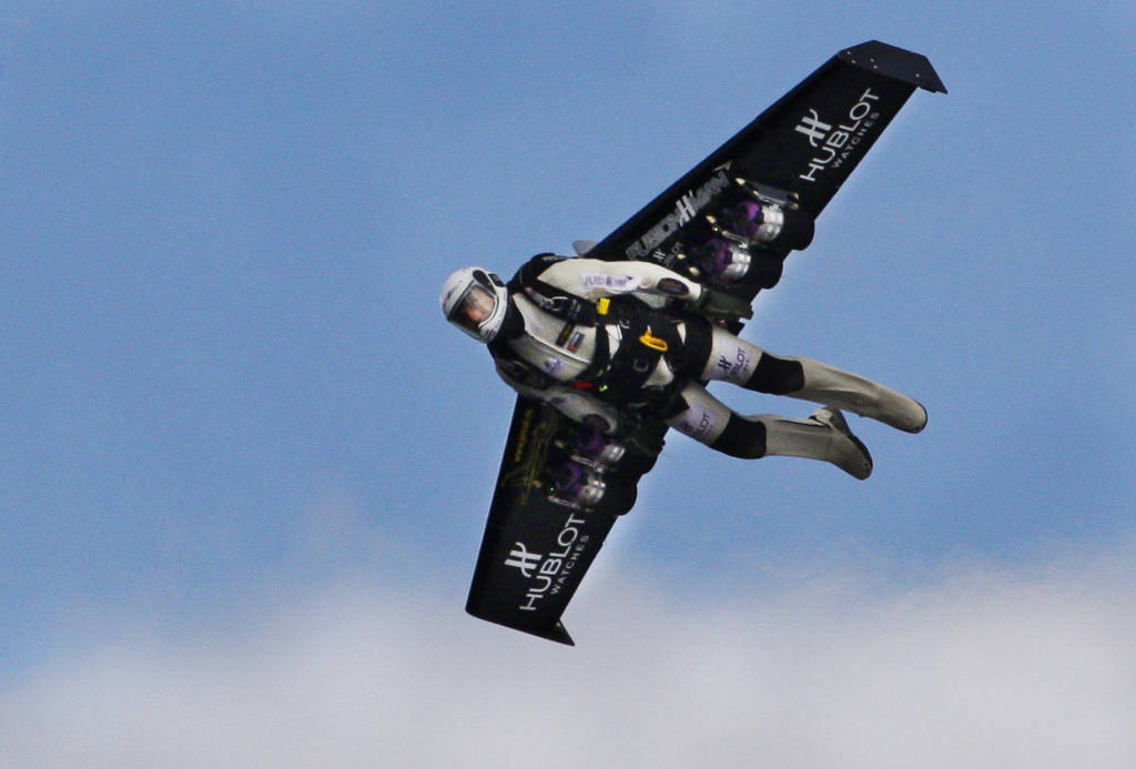 Yves Rossy takes flight. (AP Photo/Anja Niedringhaus, File)