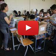 Arab students at a UNRWA school. (AP Photo/Hussein Malla)