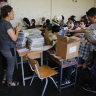 Arab students at a UNRWA school. (AP Photo/Hussein Malla)