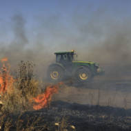 A fire started in Israel by terrorists in the Gaza Strip. (AP Photo/Tsafrir Abayov)