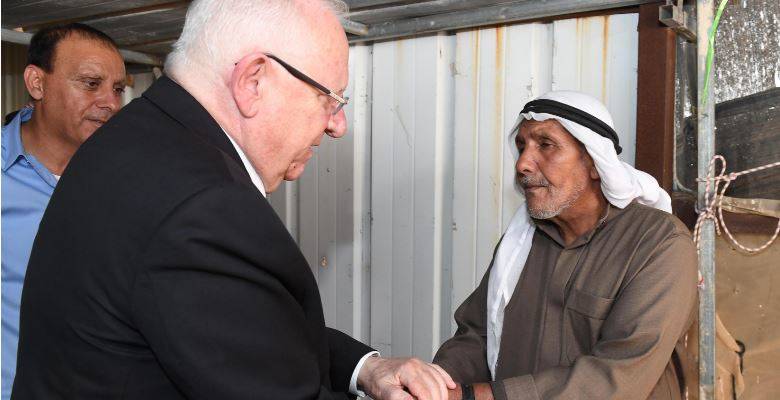 President Reuven Rivlin visits the family of terror victim Ziad al-Hamamda family.