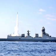 Indian Naval ship testing Israel's Barak-8 air-defense system