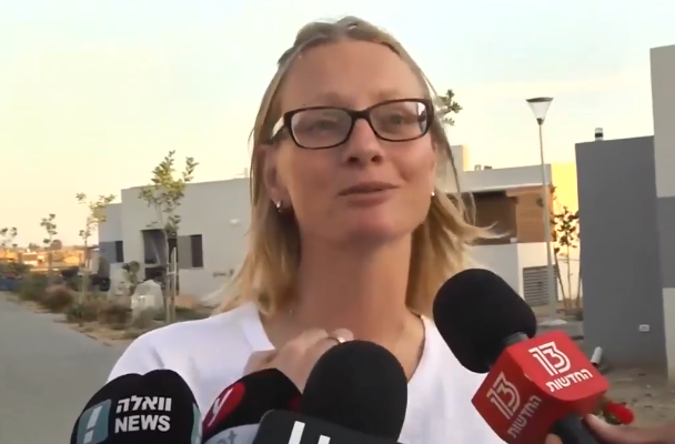 Israeli mother whose home was hit by Palestinian rocket. (screenshot)
