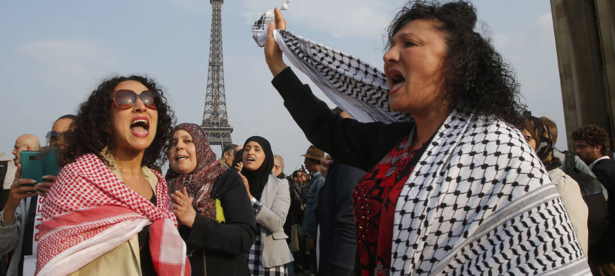 Anti-Israel protesters in France. (AP Photo/Michel Euler)