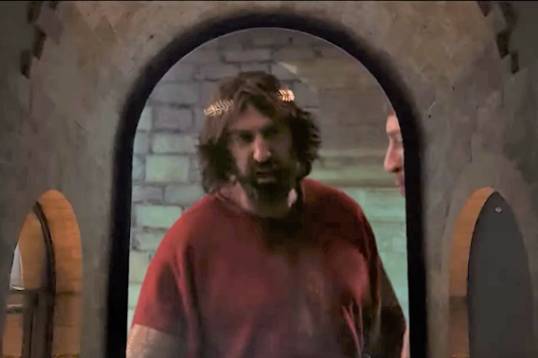 King Herod in a recreation in Caesarea. (screenshot)