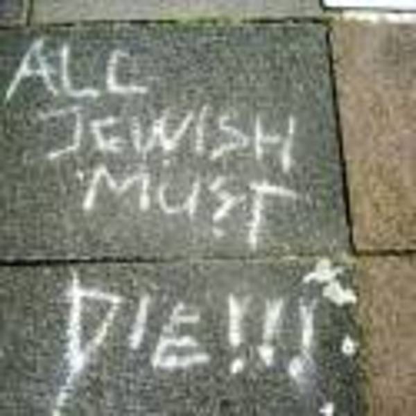 Anti-Semitic graffiti on a north London street  (AP/CST)