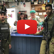 Ginny Nissenbaum and Sharon Katz serve soldiers at Pina Chama (Courtesy)