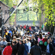 Jewish Youth visiting the Auschwitz concentration camp in Poland.