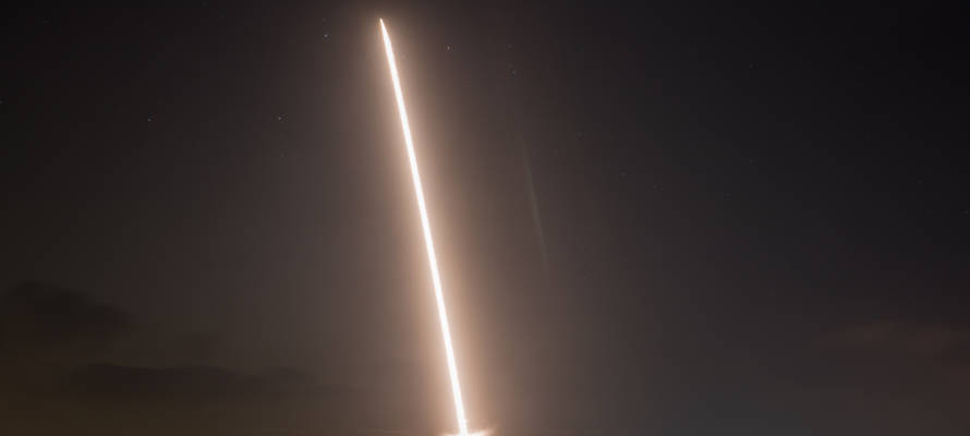 An Iron Dome Missile Defense battery set up in the Southern Israeli city of Sderot fires an intercepting missile.
