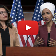 U.S. Rep. Ilhan Omar, D-Minn, right, and U.S. Rep. Rashida Tlaib, D-Mich.