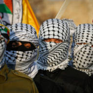 Members of the Fatah al-Aqsa Martyrs Brigades in the village of Bani Naem, east of Hebron.