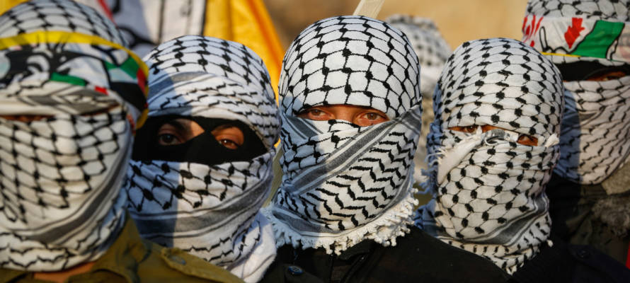 Members of the Fatah al-Aqsa Martyrs Brigades in the village of Bani Naem, east of Hebron.