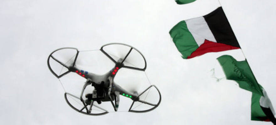 A flying drone camera used by Hamas in Gaza