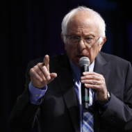 Democratic presidential candidate Sen. Bernie Sanders, I-Vt., speaks at the J Street National Conference, Oct. 28, 2019, in Washington.