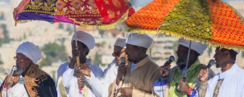 Kessim, religious leaders of the Ethiopian Jews, lead the Sigd pray in Jerusalem, Israel. (Shutterstock)