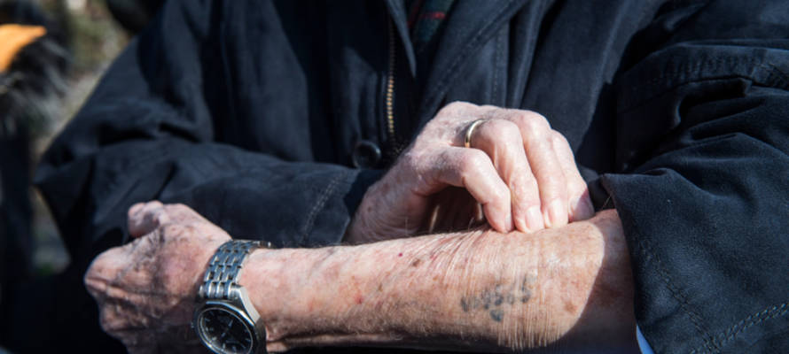 Number on arm of Holocaust survivor (Shutterstock)