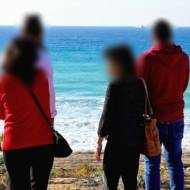 Mother and son view Gaza from Ashkelon beach after decades of separation (Courtesy)
