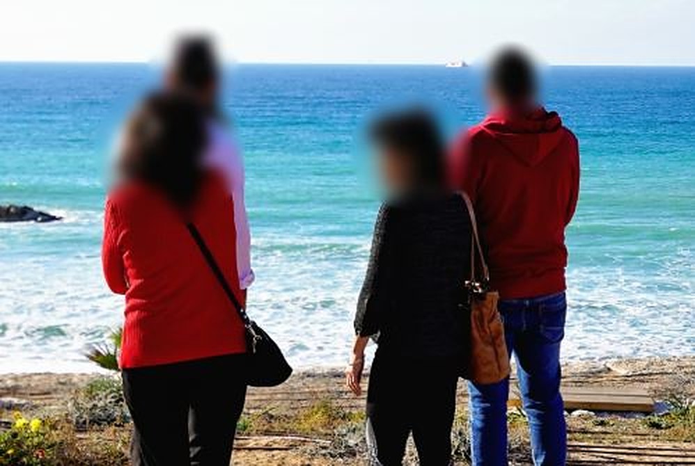 Mother and son view Gaza from Ashkelon beach after decades of separation (Courtesy)