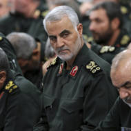 Gen. Qassem Soleimani, center, attends a meeting in Tehran, Iran.