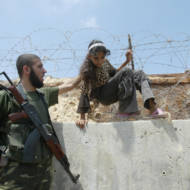 Hamas terrorist and a Palestinian gir