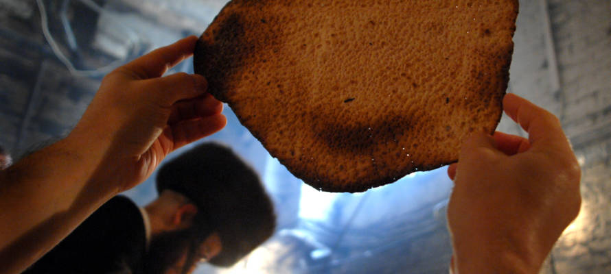 Baking matzah for Passover