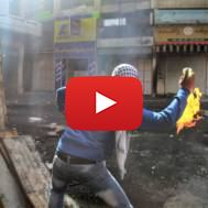 A Palestinian a Molotov cocktail