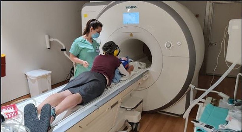 baby and mother in MRI