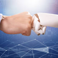 Illustrative - human and robot hands