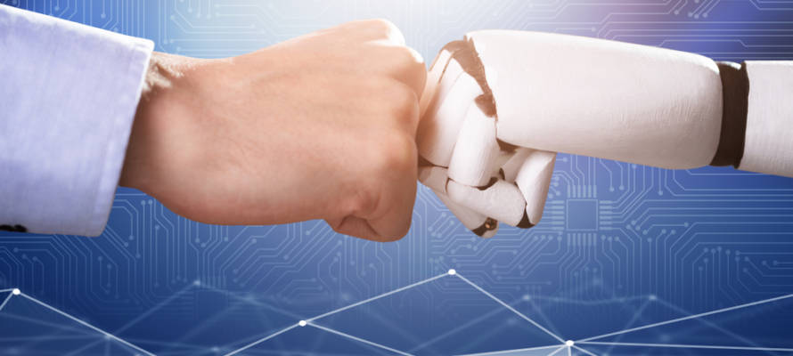 Illustrative - human and robot hands