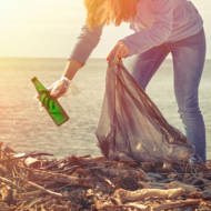 cleaning up beach